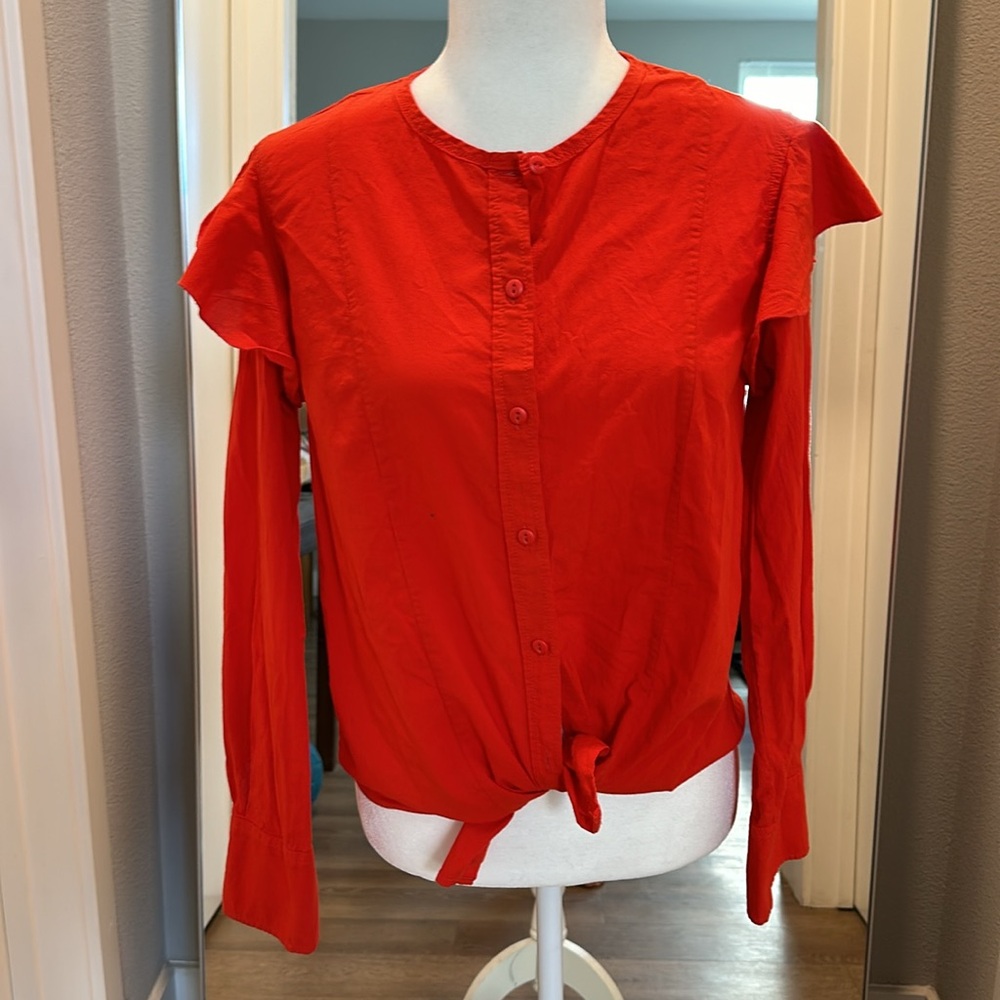 Current/Elliot Red Ruffle Blouse - Picture 3 of 6